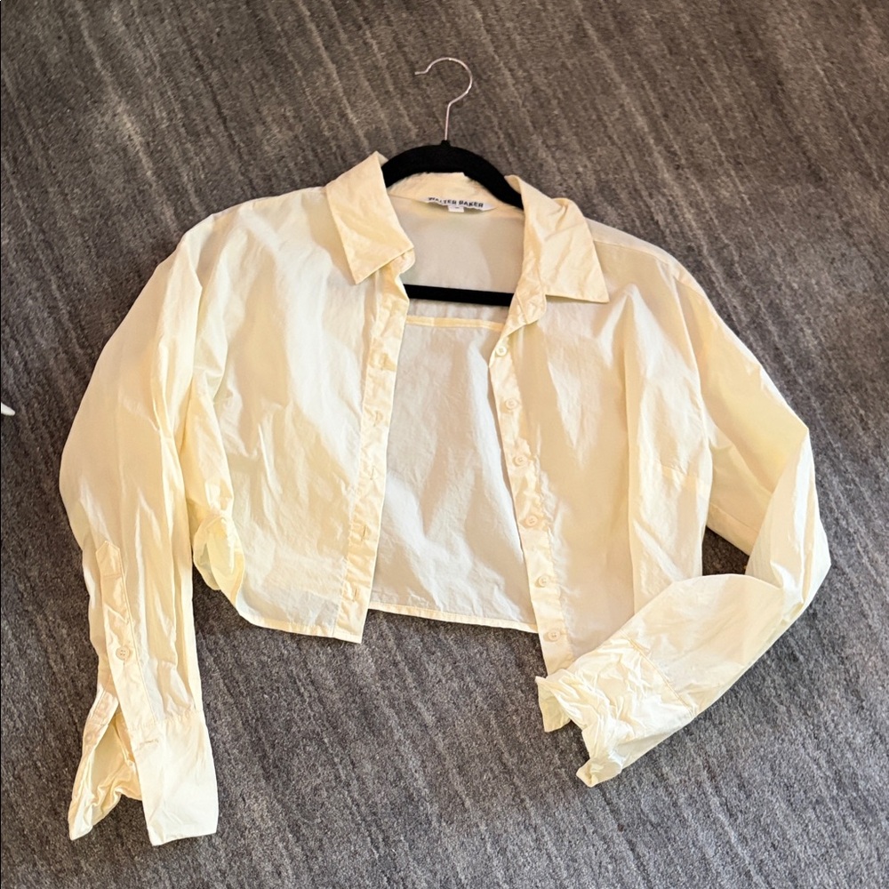 Walter Baker Light yellow cropped button up